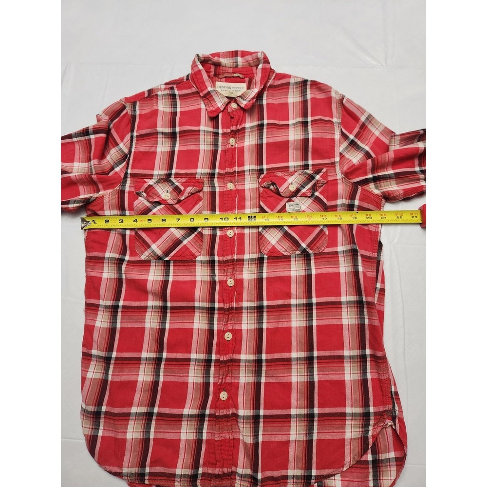 Denim & Supply Ralph Lauren Shirt Mens Medium Red Plaid Flannel Long Sleeve - Picture 7 of 11